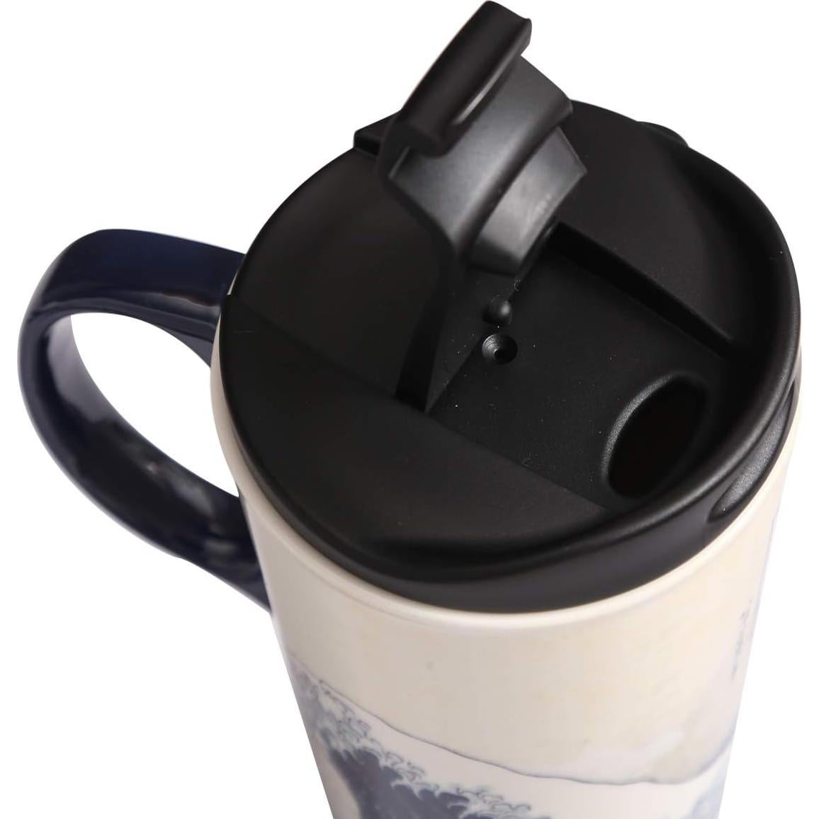 Taza de Viaje Cerámica Topadorn 0.5L Azul a Prueba de Derrames