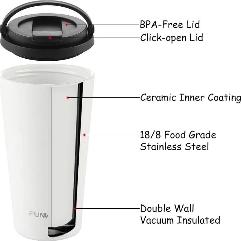 Taza de Café Aislada Funkrin 18oz Doble Pared Antifugas