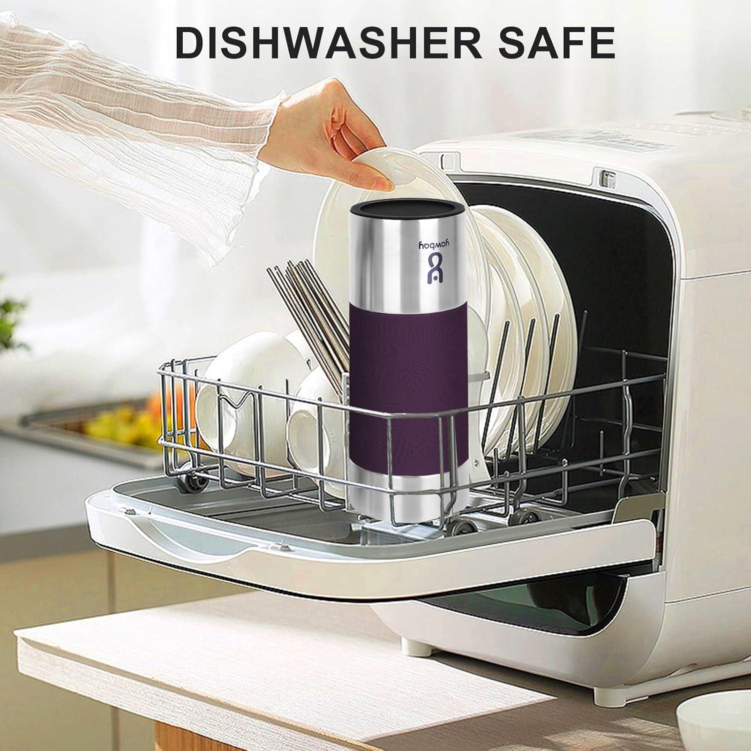 Taza de Café de Viaje Yawbay 500 ml Aislada Antiderrames Púrpura