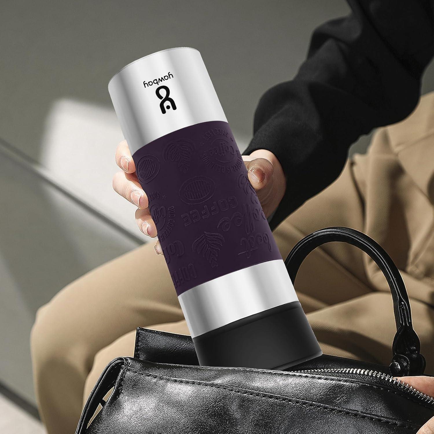 Taza de Café de Viaje Yawbay 500 ml Aislada Antiderrames Púrpura