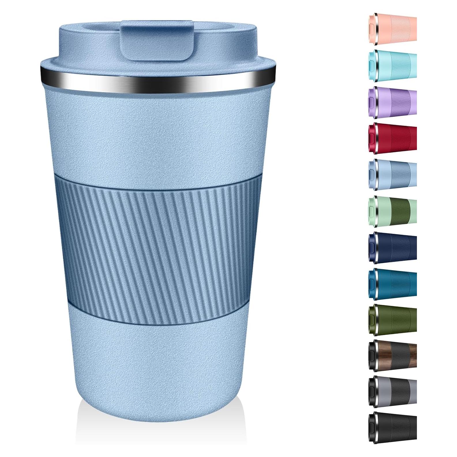 Taza de café aislada XKELFX 12 oz acero inoxidable azul