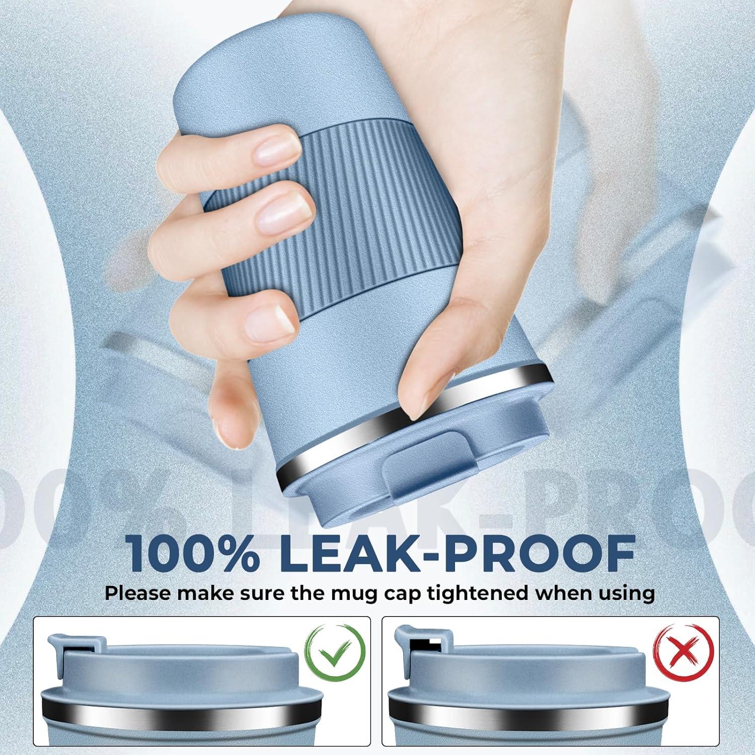 Taza de café aislada XKELFX 12 oz acero inoxidable azul