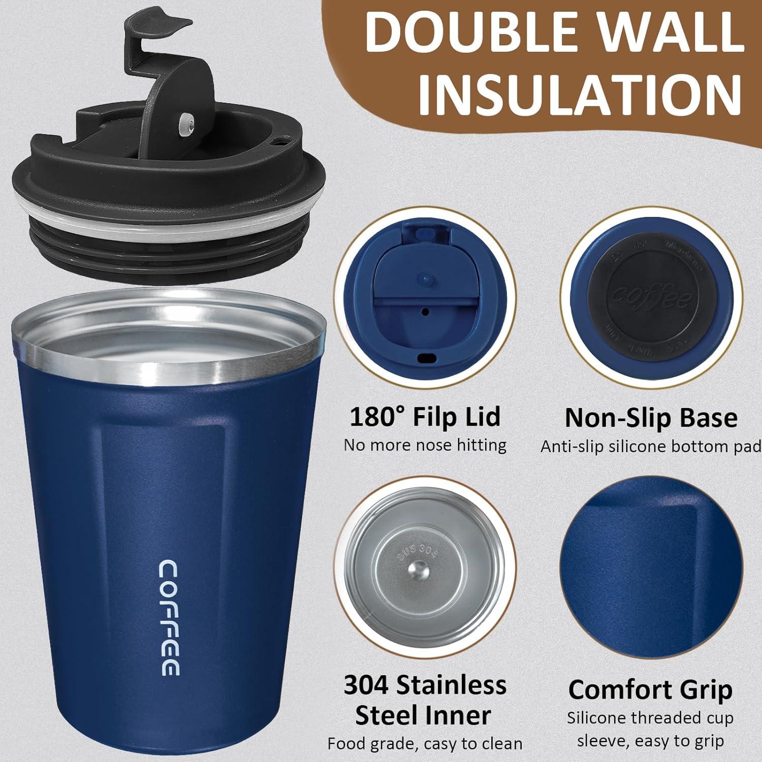 Paquete de 4 Tazas de Café Aisladas 500ml ATZNZIK Multicolor