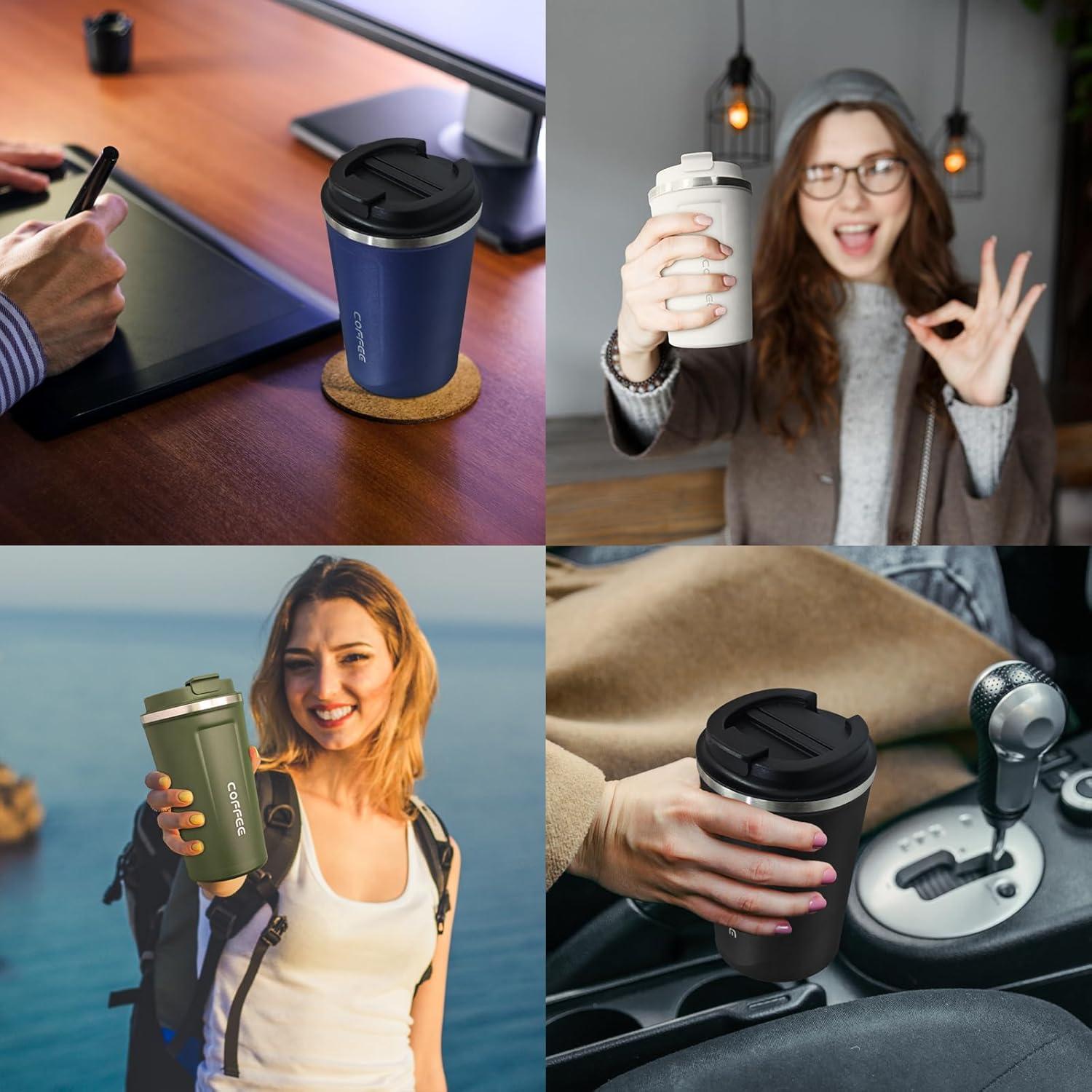 Paquete de 4 Tazas de Café Aisladas 500ml ATZNZIK Multicolor