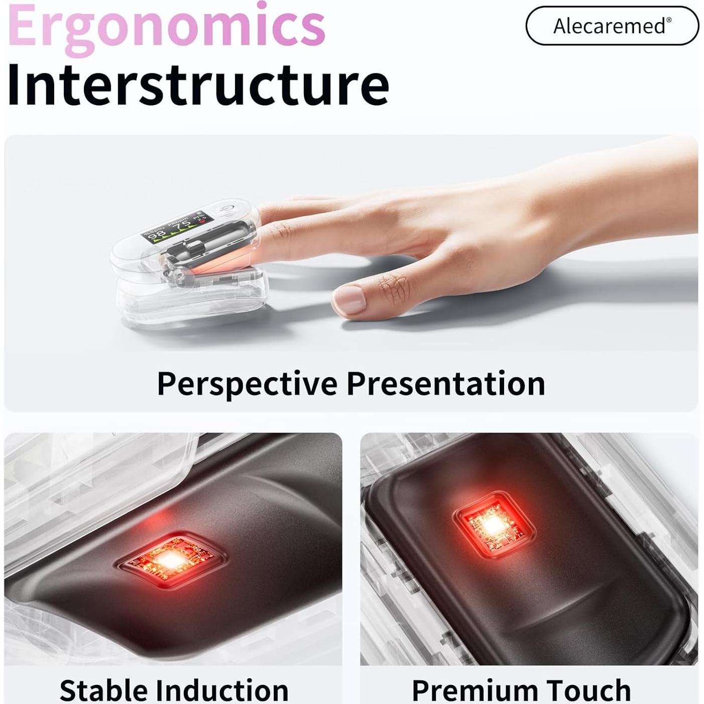 Oxímetro de Pulso Alecaremed YM301 Rosa con Pantalla OLED