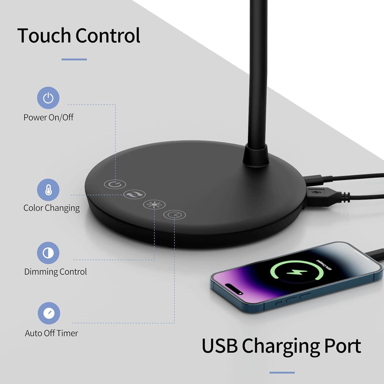 Lámpara de Escritorio LED AXX TU08 Negra 650 Lúmenes 3 Modos