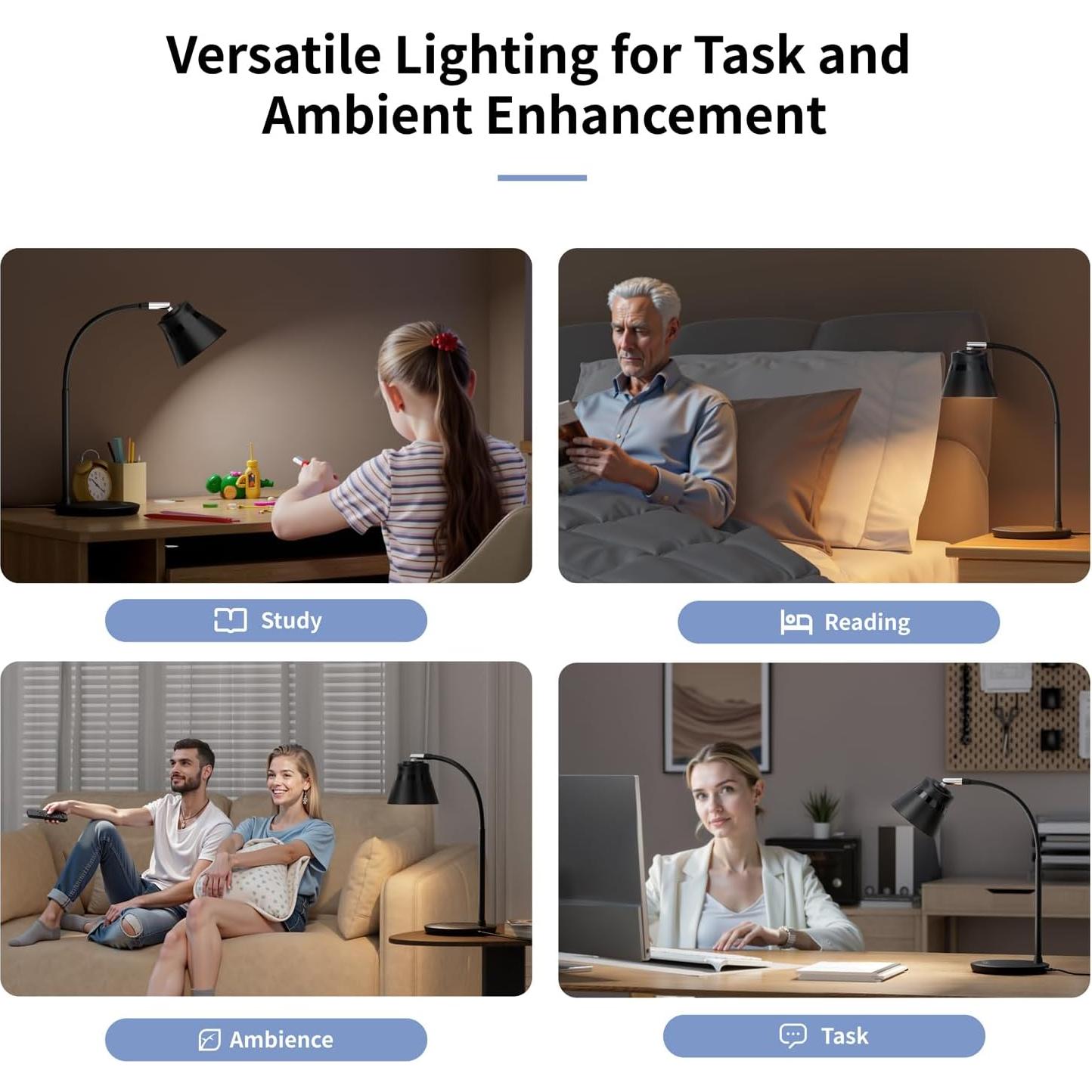 Lámpara de Escritorio LED AXX TU08 Negra 650 Lúmenes 3 Modos