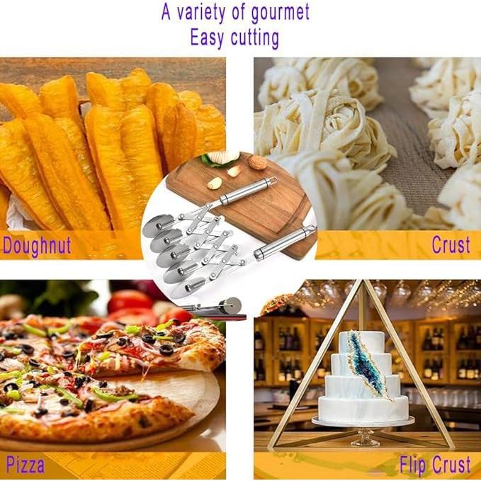 Cortador de Pizza y Fideos MTOMDY de Acero Inoxidable 5 Ruedas