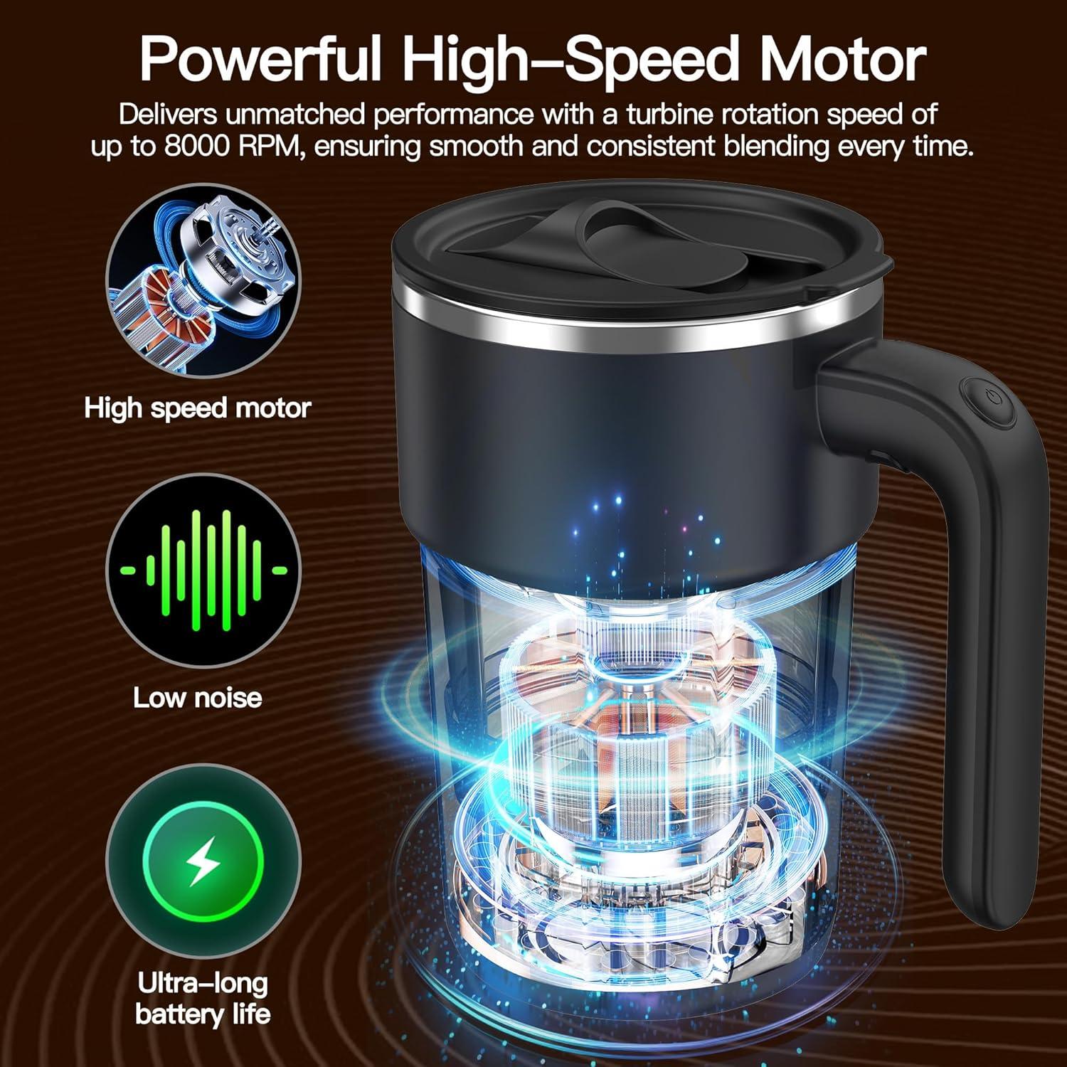 Taza Automezcladora ICOECO 354g Recargable Negra 12oz