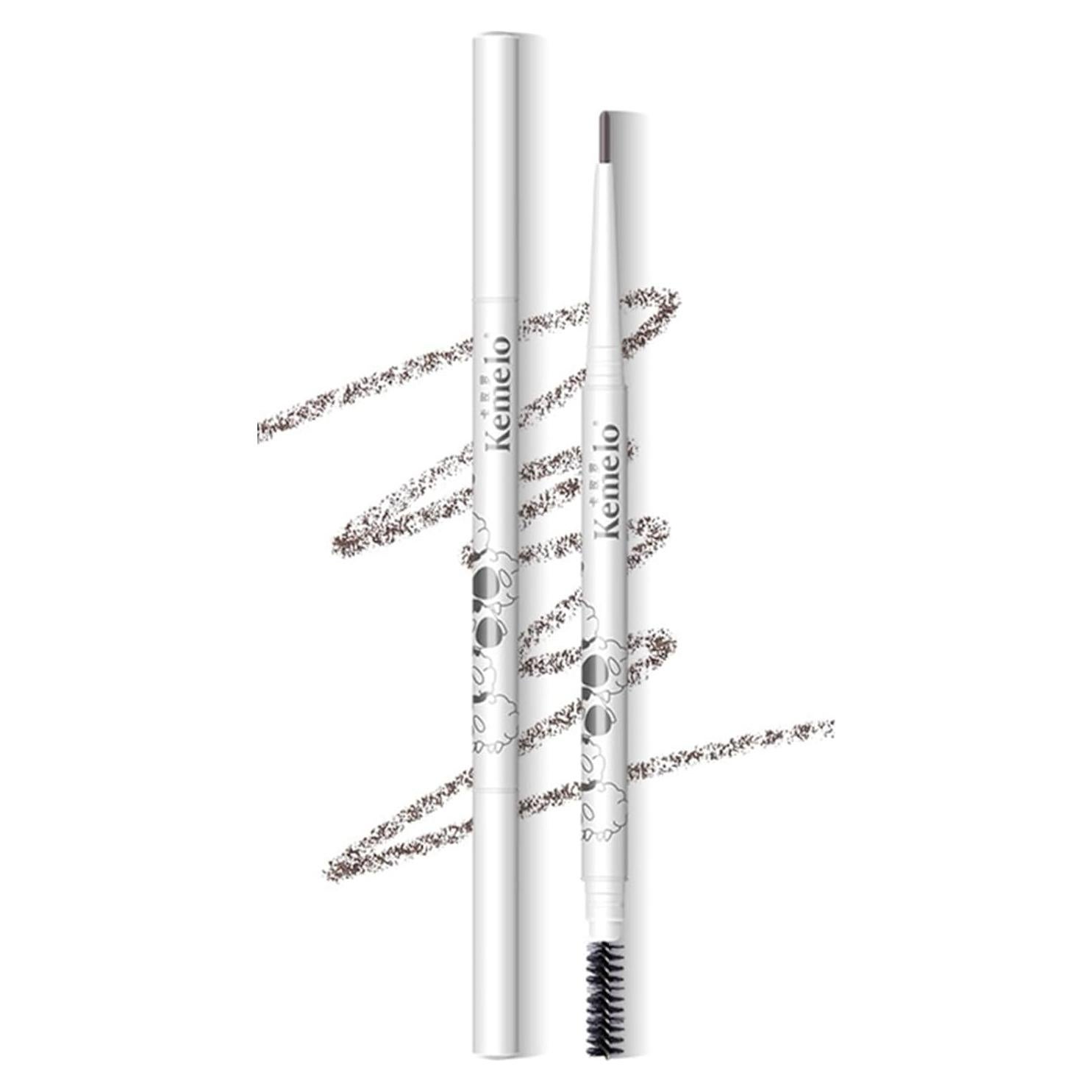 Micro Brow Pencil,1Pack Professional Ash Brown Pencil,1.5mm Tltra Thip Tip Eyebrow Pencils for Women Waterproof Sweatproof Smudgeproof,with Spoolie Brush,White.