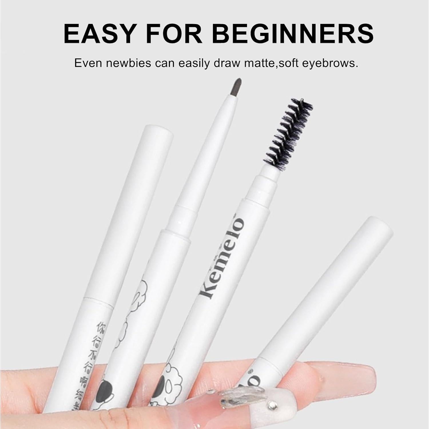 Micro Brow Pencil,1Pack Professional Ash Brown Pencil,1.5mm Tltra Thip Tip Eyebrow Pencils for Women Waterproof Sweatproof Smudgeproof,with Spoolie Brush,White.