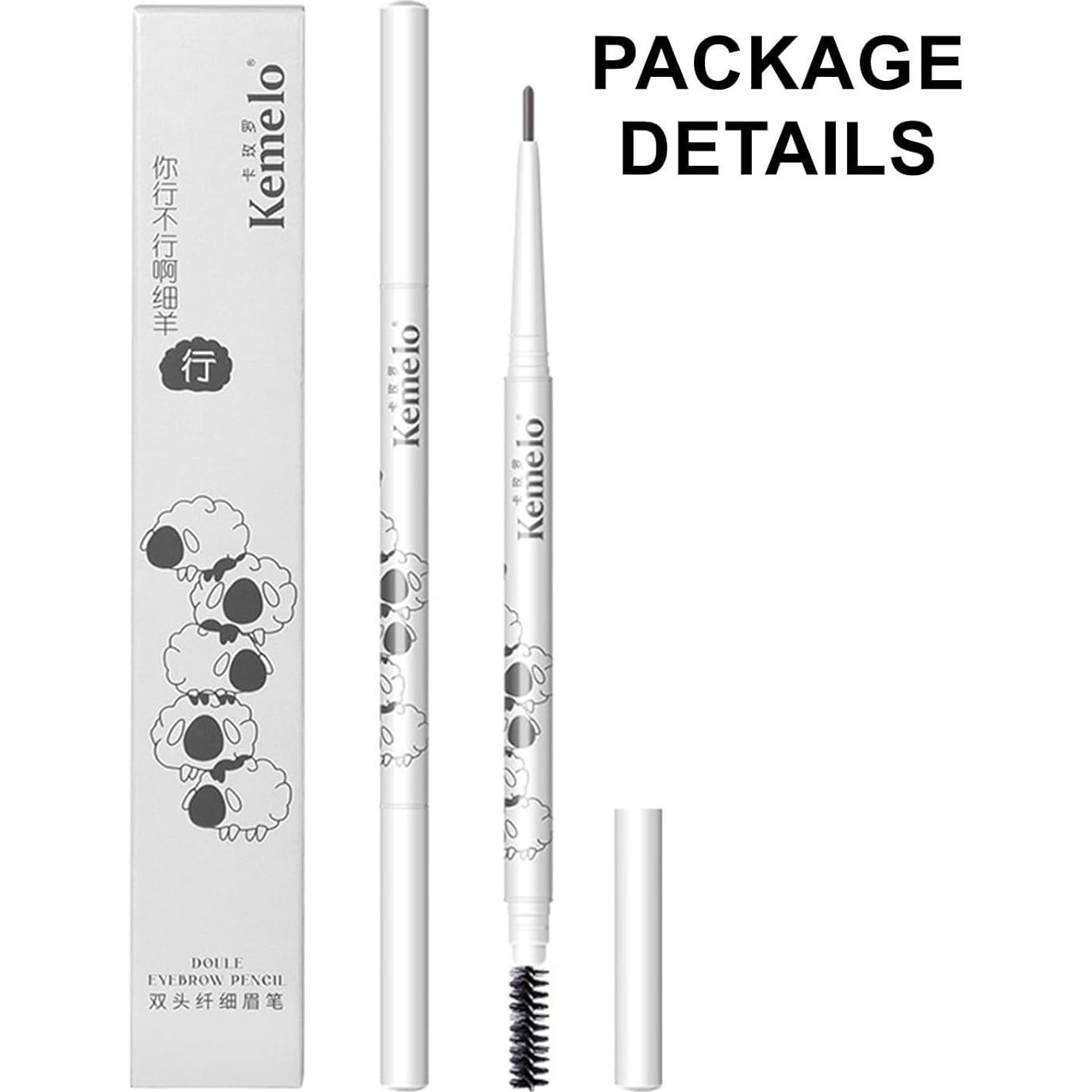 Micro Brow Pencil,1Pack Professional Ash Brown Pencil,1.5mm Tltra Thip Tip Eyebrow Pencils for Women Waterproof Sweatproof Smudgeproof,with Spoolie Brush,White.