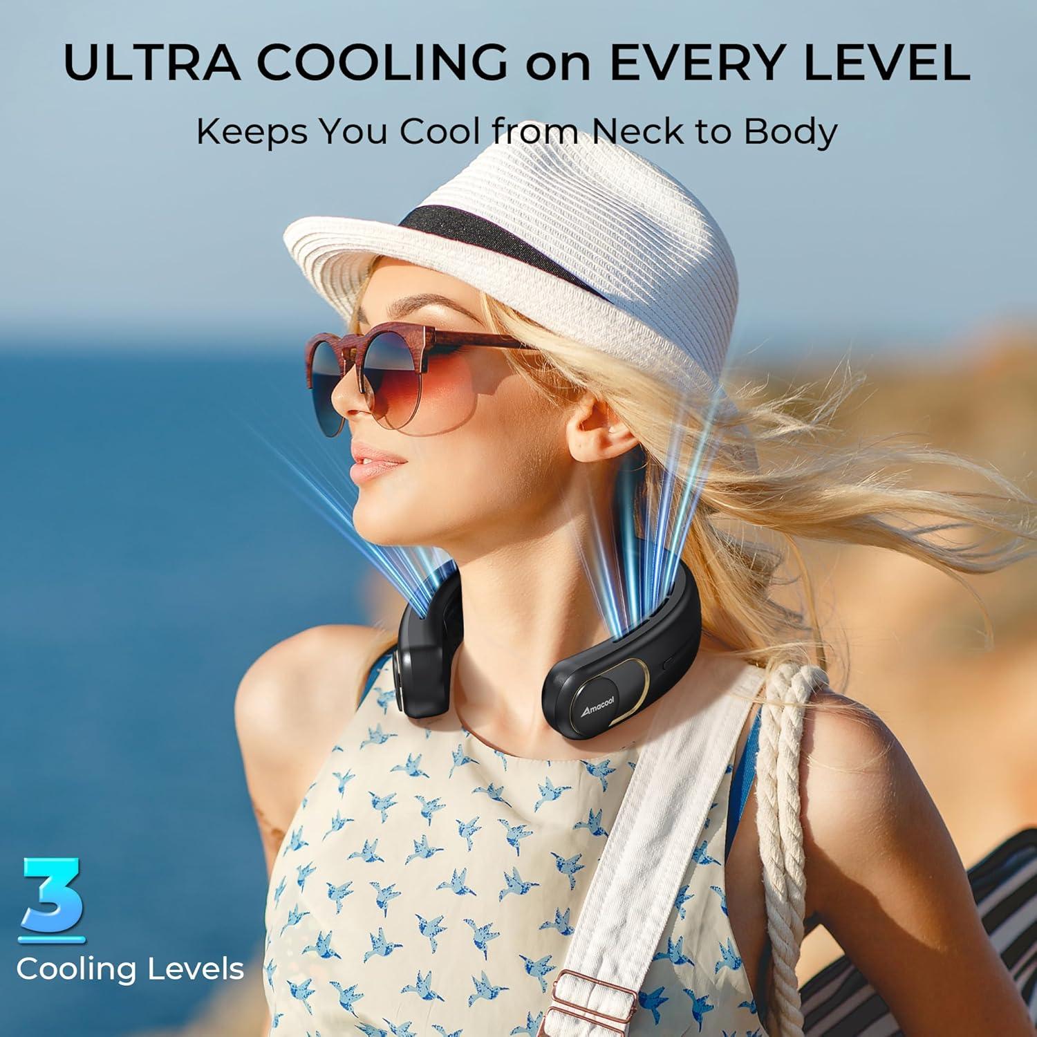 Ventilador de Cuello Portátil AMACOOL NF001, 3 Velocidades, 5000mAh