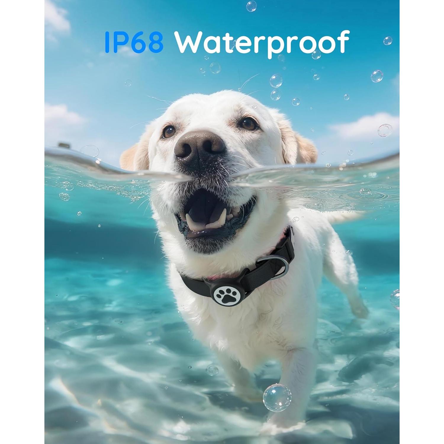 Soporte para AirTag de perro WhoseID, silicona impermeable IP68