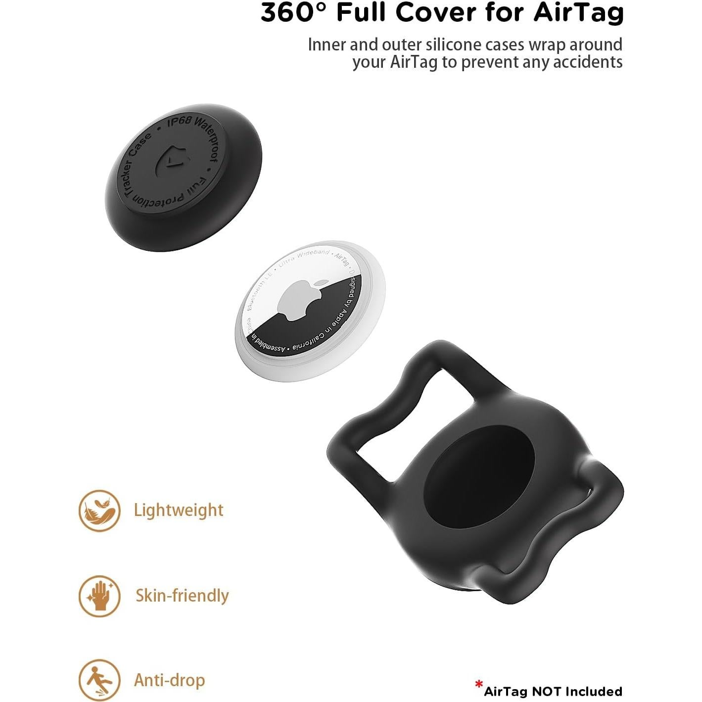 Soporte para AirTag de perro WhoseID, silicona impermeable IP68