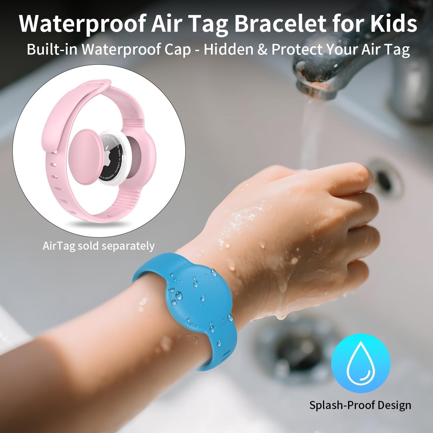 for AirTag Bracelet for Kids,Waterproof Air Tag Watch Bracelet, AirTag Holder Silicone Air Tagholder for Kids, for Apple Airtags GPS Tracker Device Hidden Wristband 2 Pack