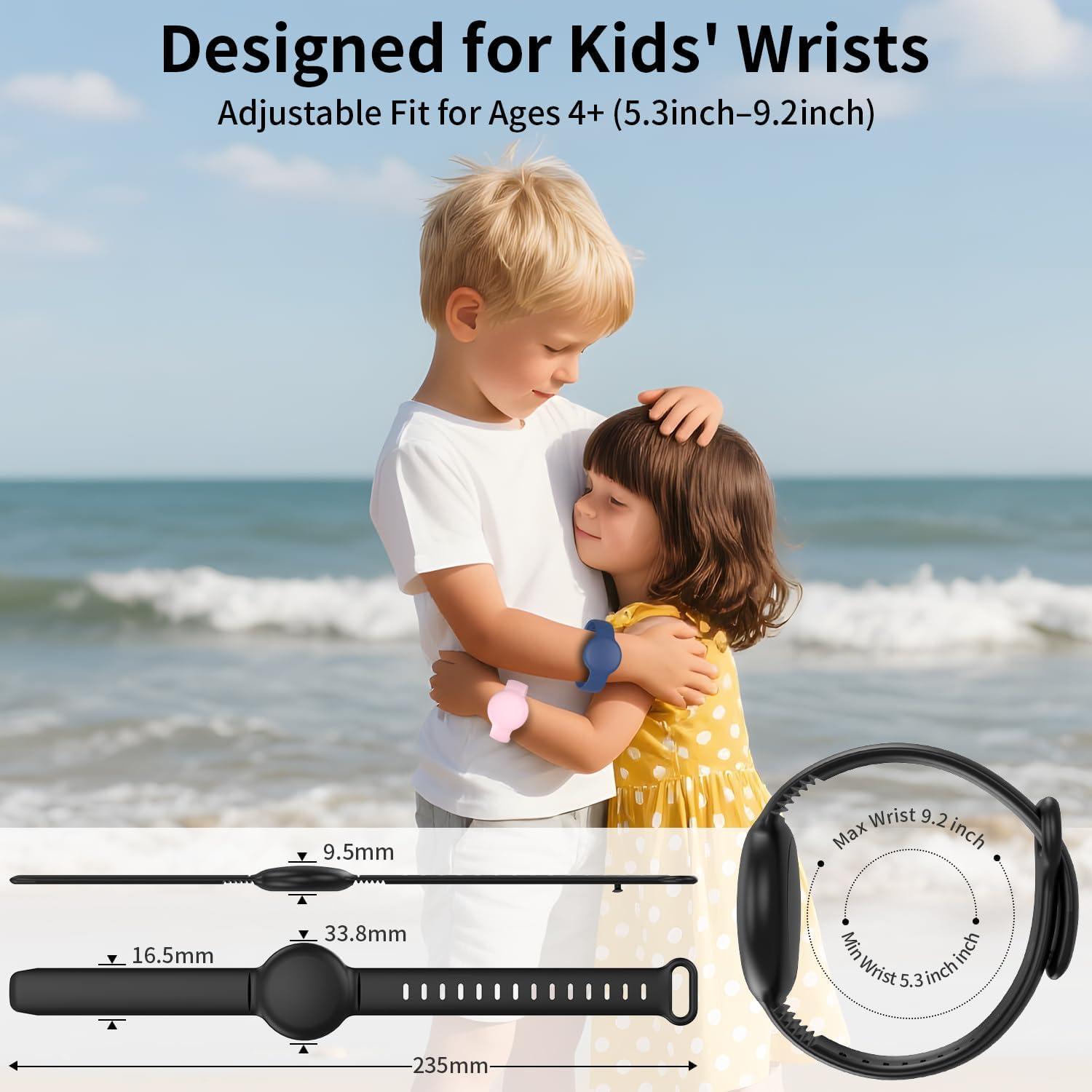 for AirTag Bracelet for Kids,Waterproof Air Tag Watch Bracelet, AirTag Holder Silicone Air Tagholder for Kids, for Apple Airtags GPS Tracker Device Hidden Wristband 2 Pack