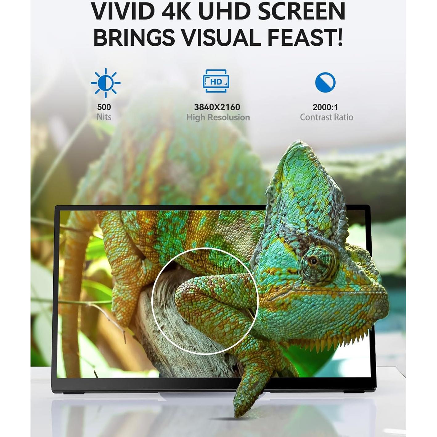 Monitor Táctil Portátil WCKUN 15.6" 4K UHD USB-C HDMI