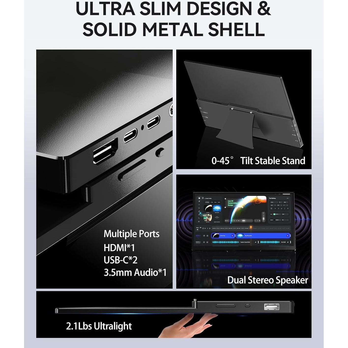 Monitor Táctil Portátil WCKUN 15.6" 4K UHD USB-C HDMI