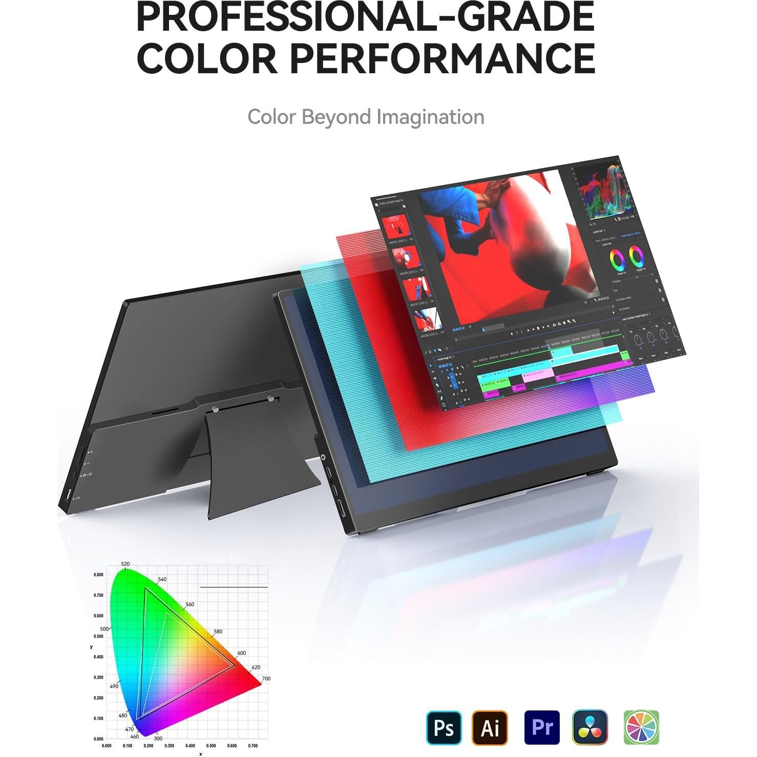 Monitor Táctil Portátil WCKUN 15.6" 4K UHD USB-C HDMI