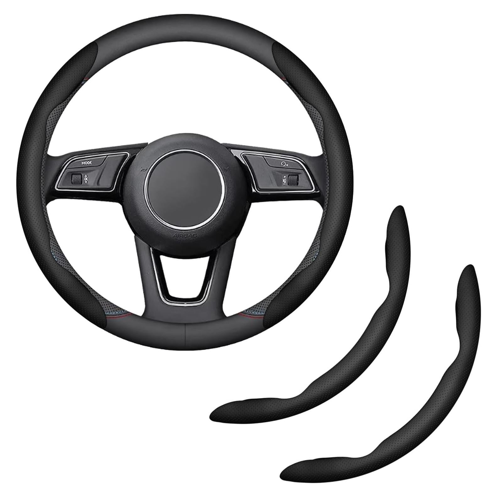 Cubierta de Volante HHZL de Cuero Antideslizante Negro