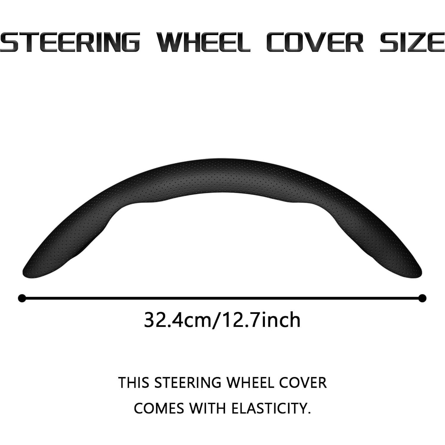 Cubierta de Volante HHZL de Cuero Antideslizante Negro