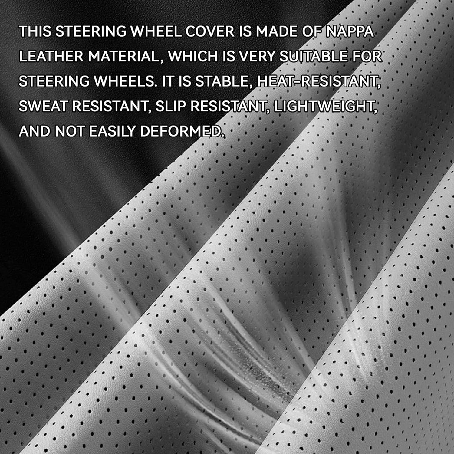 Cubierta de Volante HHZL de Cuero Antideslizante Negro