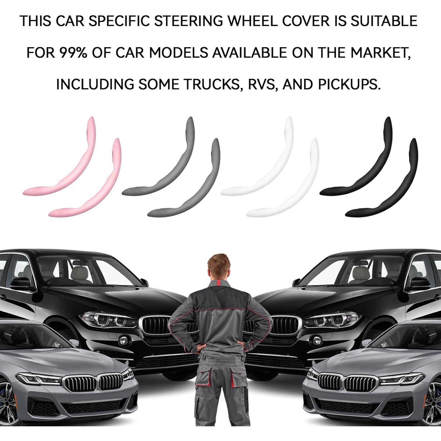 Cubierta de Volante HHZL de Cuero Antideslizante Negro