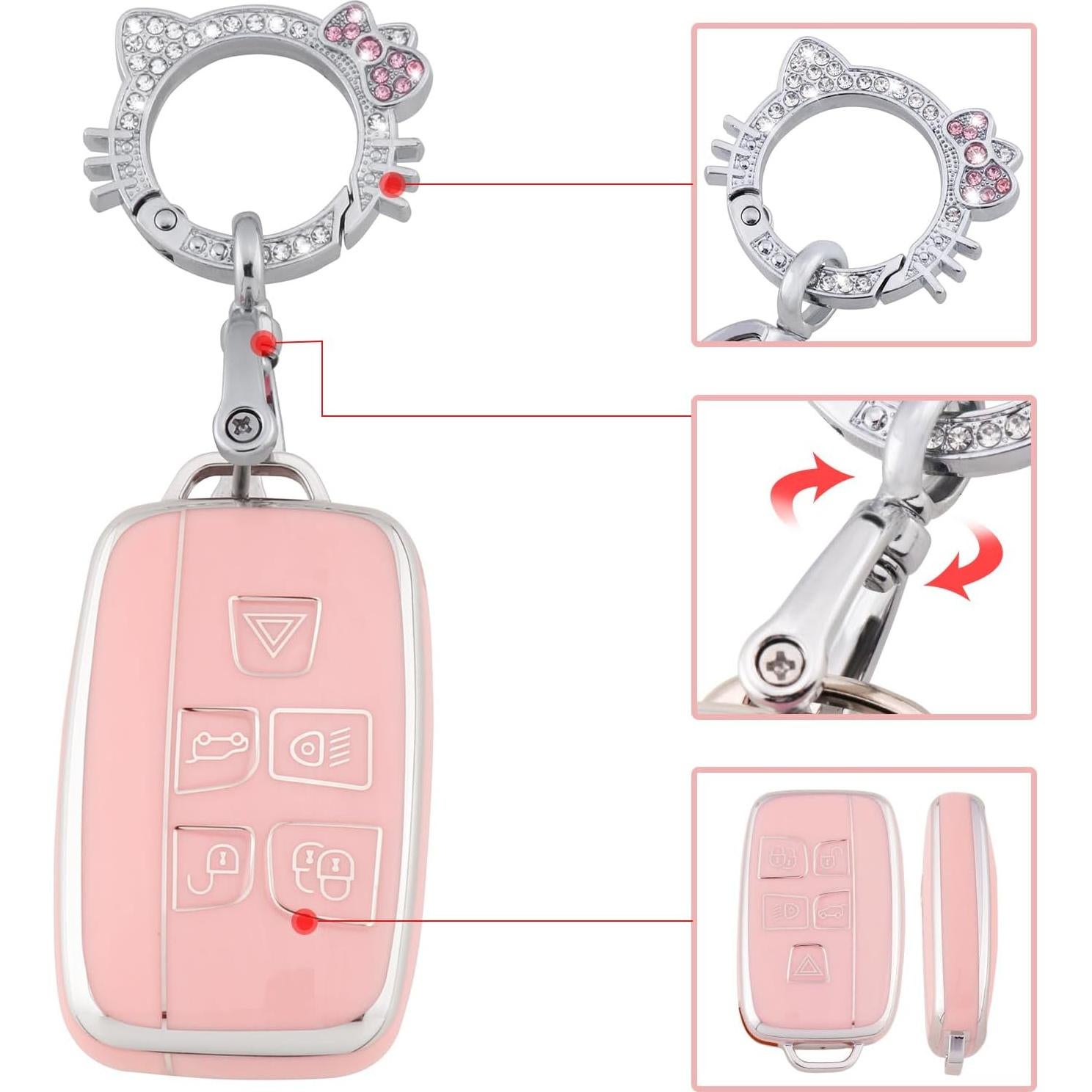 Funda de Llave Rosa Pangpai para Land Rover y Jaguar