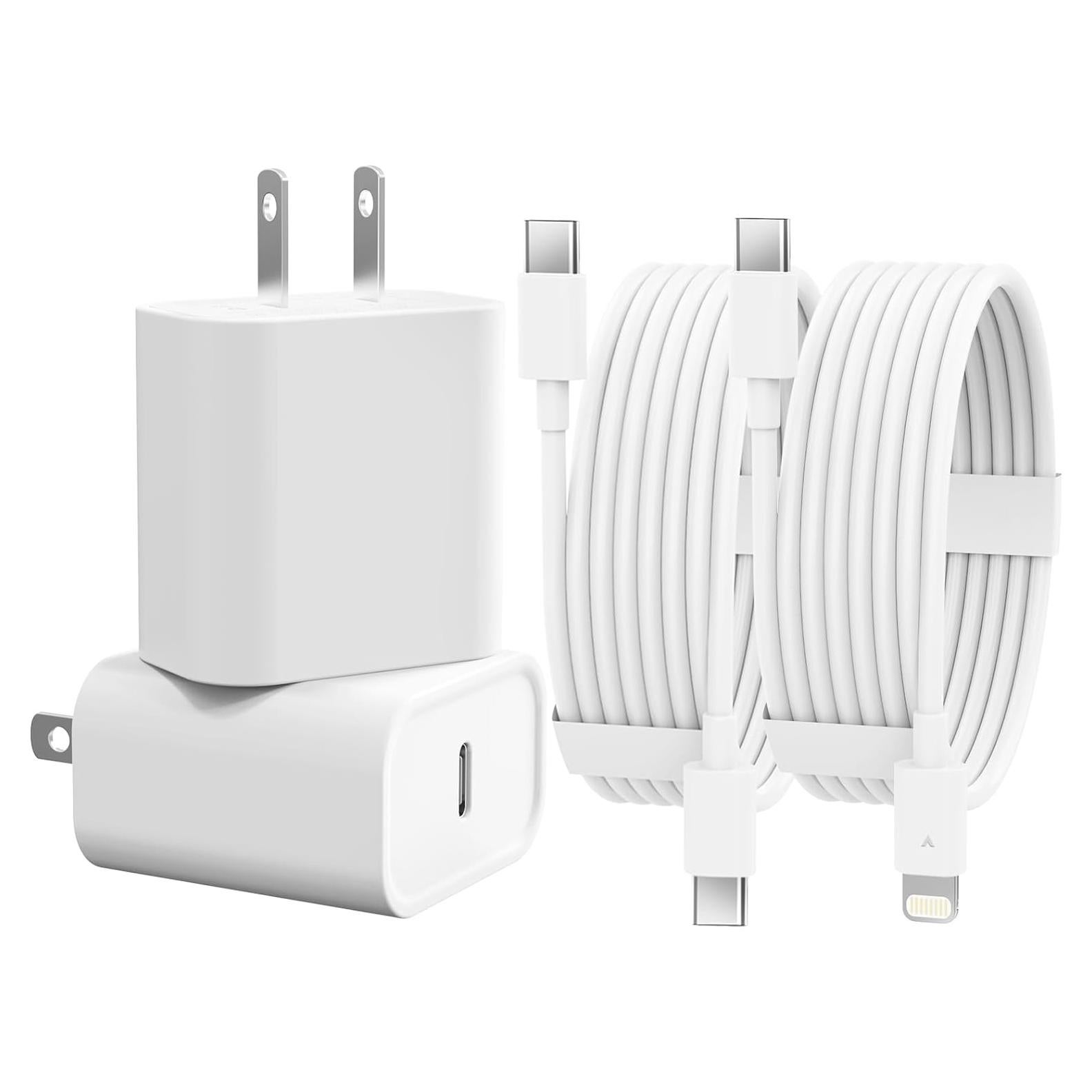 Cargador Rápido USB C 20W ILOUYU + 2 Cables 6FT