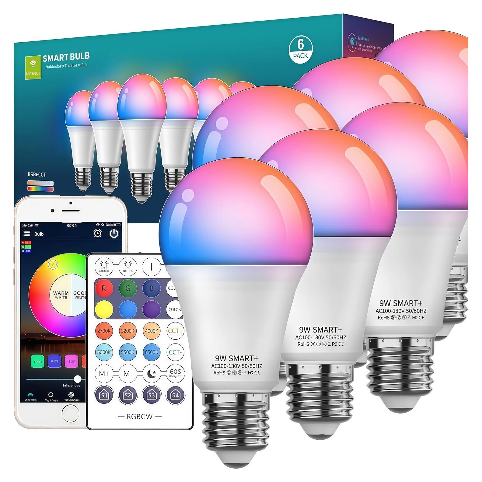Bombillas LED Inteligentes 6Pack Zengge 9W E26 RGB Control Remoto