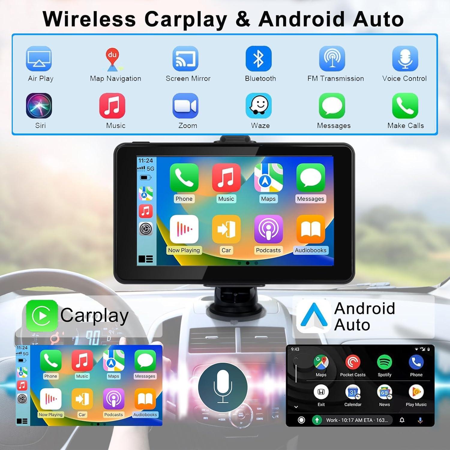Pantalla táctil 7" NAVRUF para CarPlay y Android Auto
