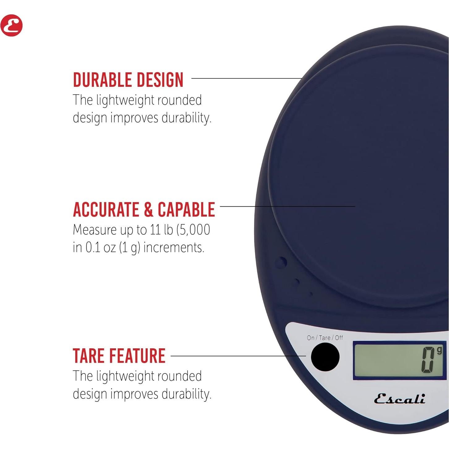 Balanza Digital de Cocina Escali Primo 5kg Azul 21.6x15.2cm