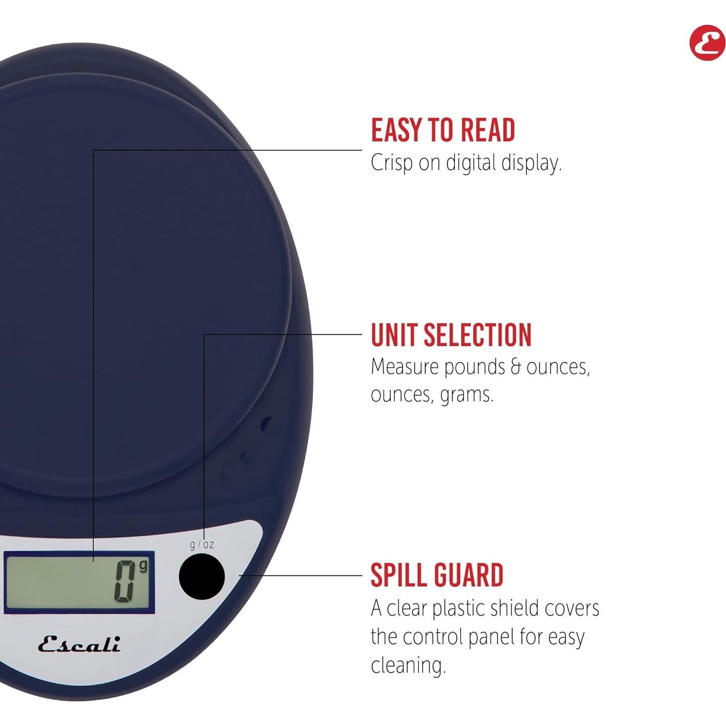 Balanza Digital de Cocina Escali Primo 5kg Azul 21.6x15.2cm