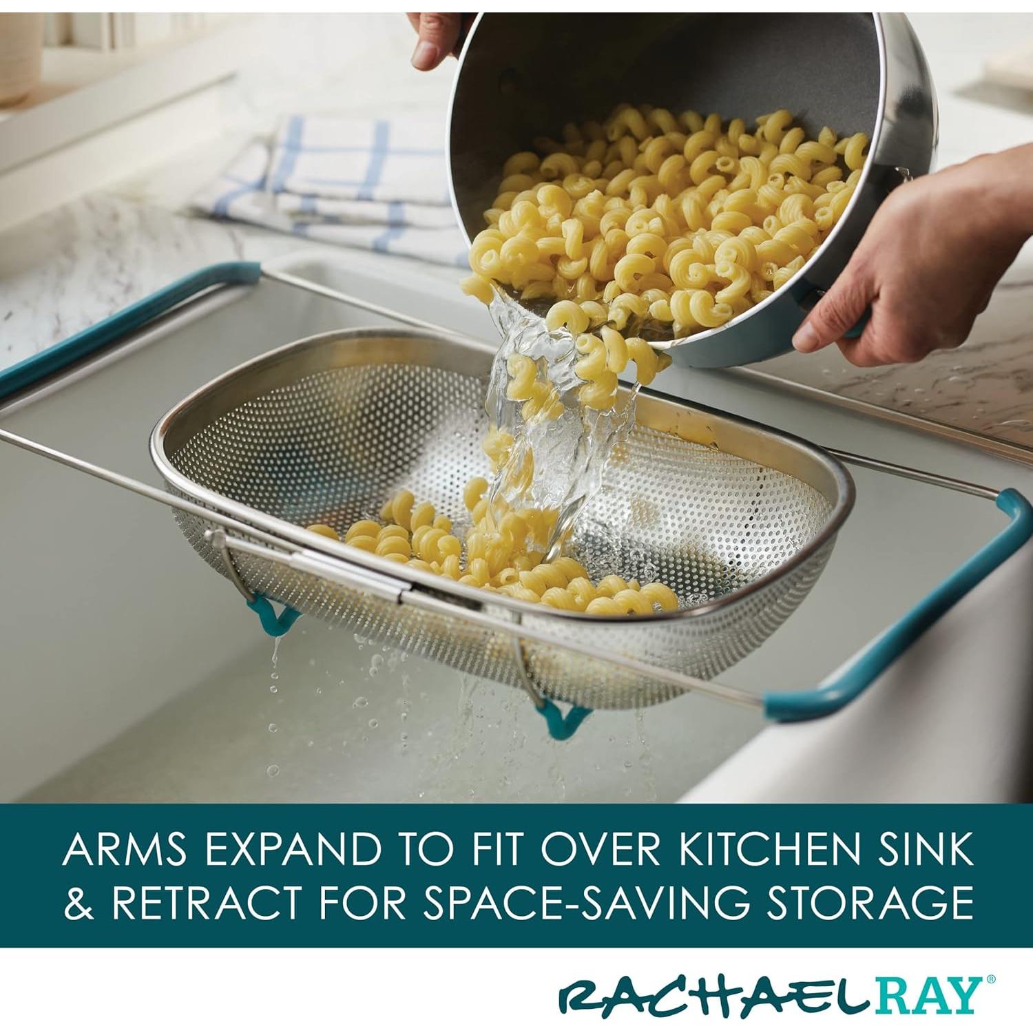 Colador Rachael Ray 4.5 cuartos acero inoxidable azul agave