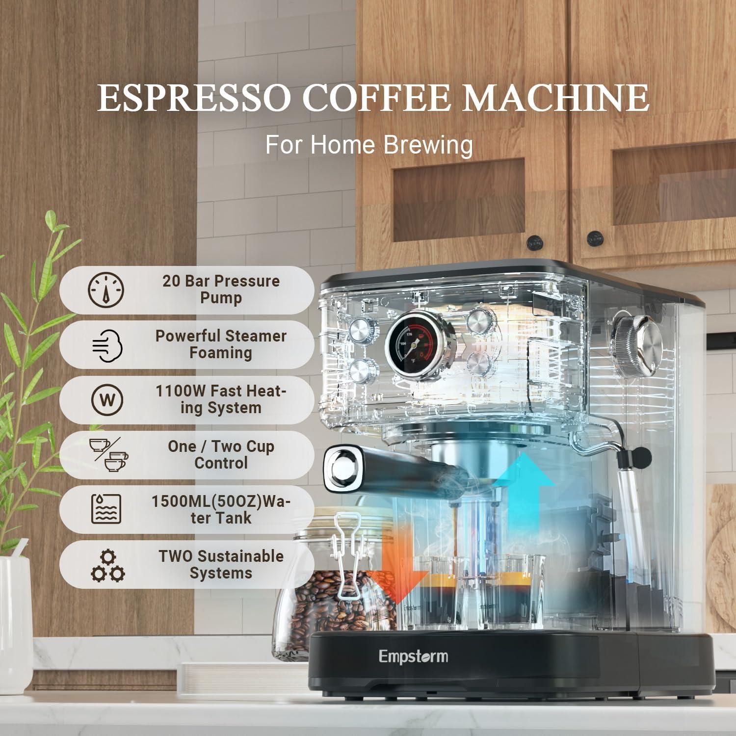Máquina de Espresso Empstorm CM8501BF-UL 20 Bar 1100W Negra