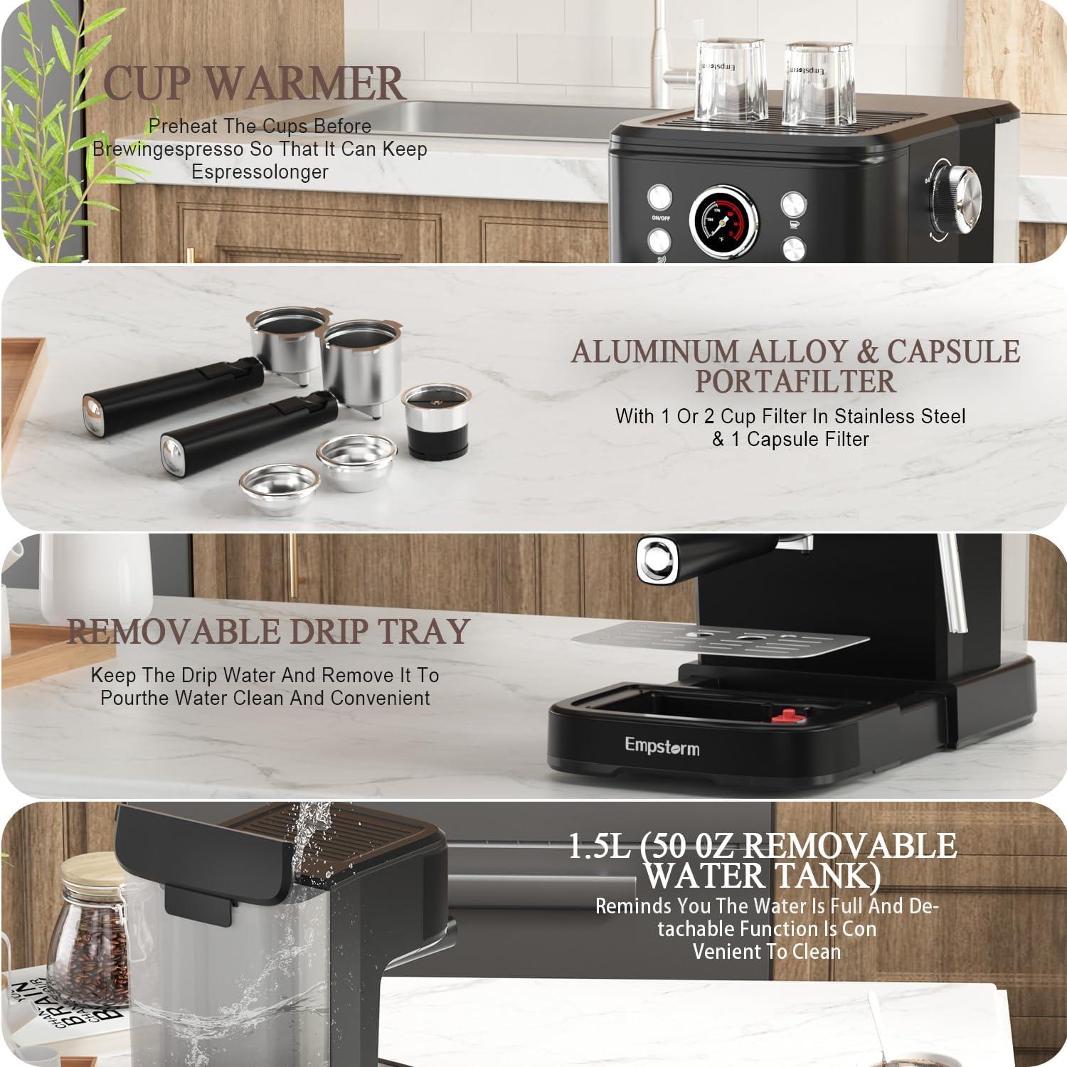 Máquina de Espresso Empstorm CM8501BF-UL 20 Bar 1100W Negra