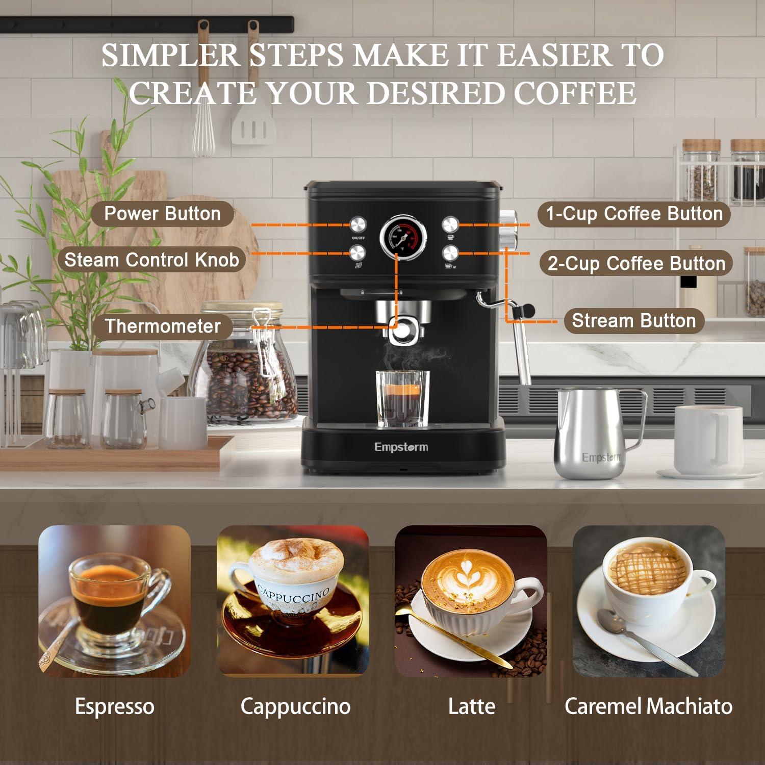 Máquina de Espresso Empstorm CM8501BF-UL 20 Bar 1100W Negra