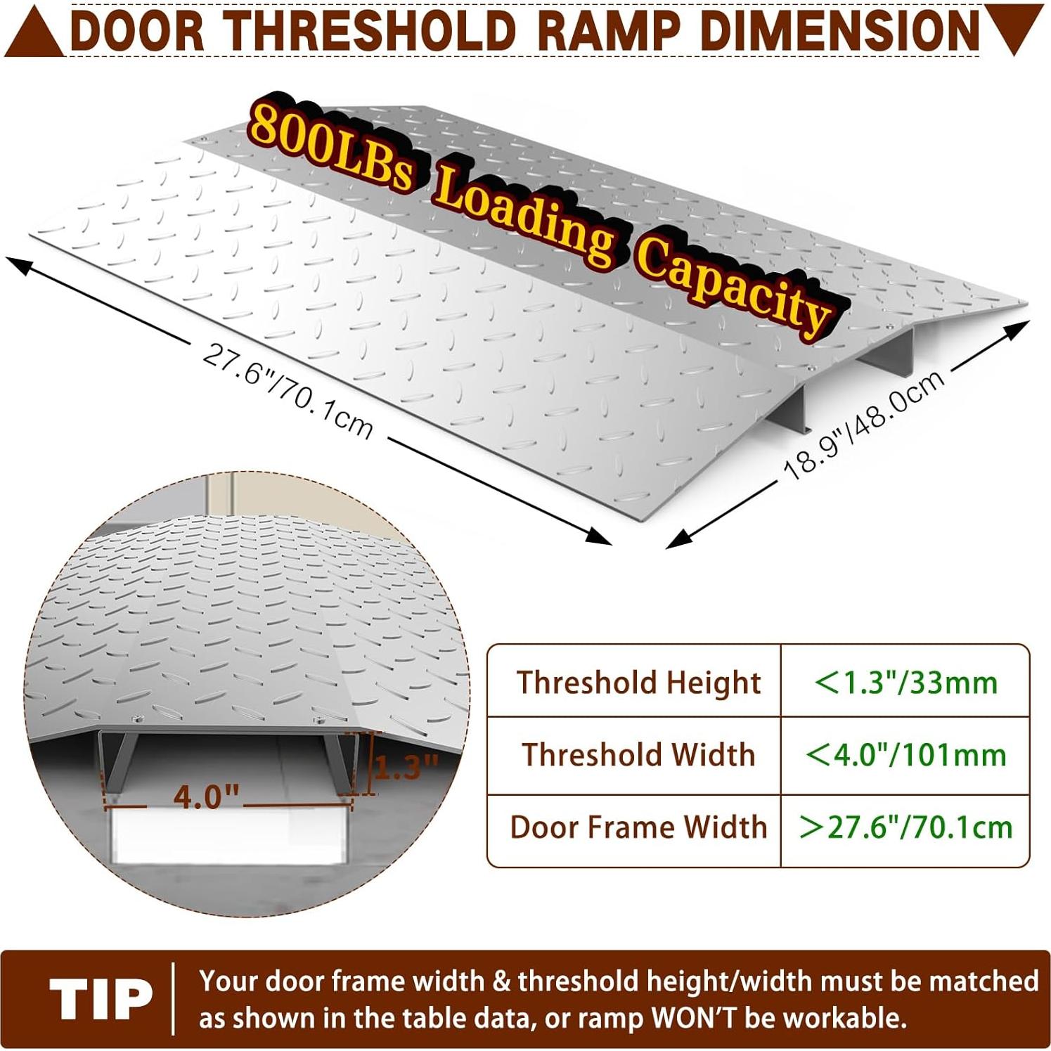 Rampa de Umbral de Puerta Yeezoo 70cm Carga 363kg