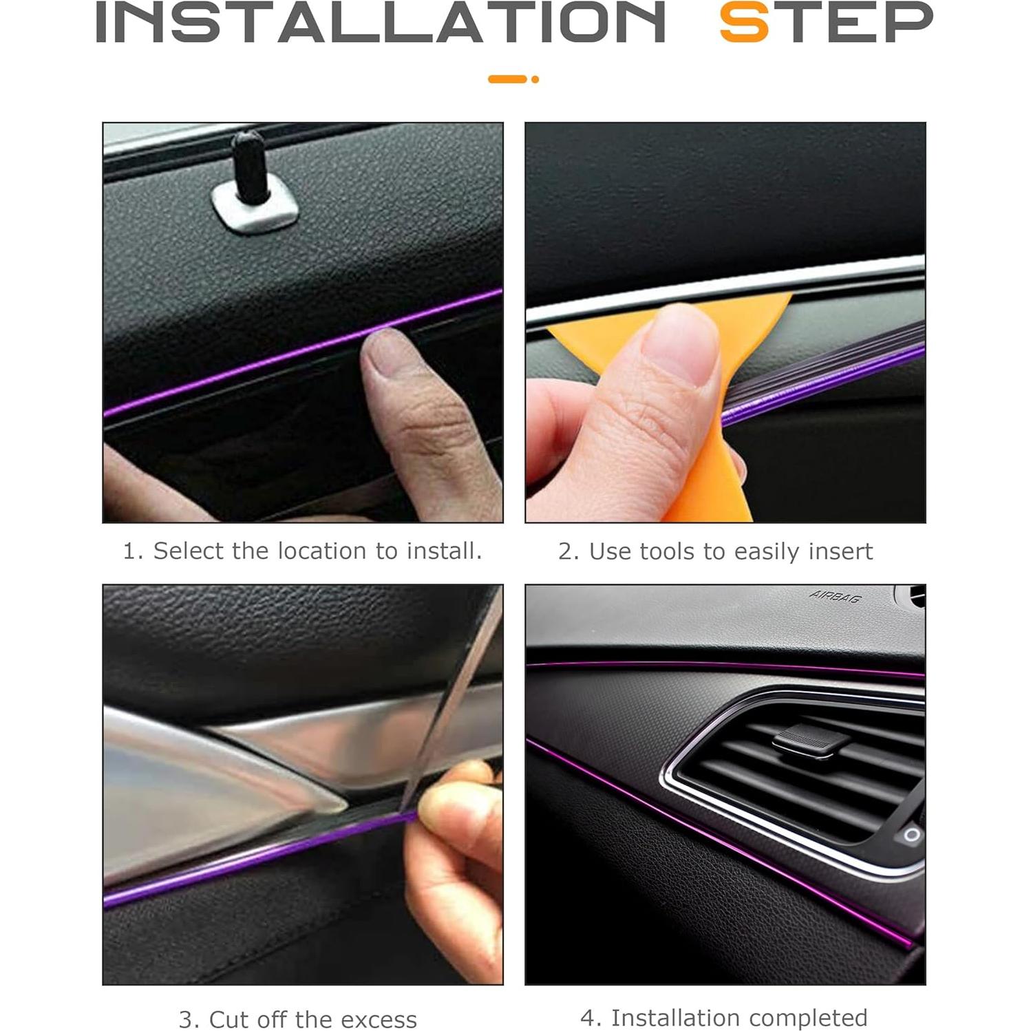 Tiras Decorativas para Interior de Auto SCUARI 2.99m Púrpura