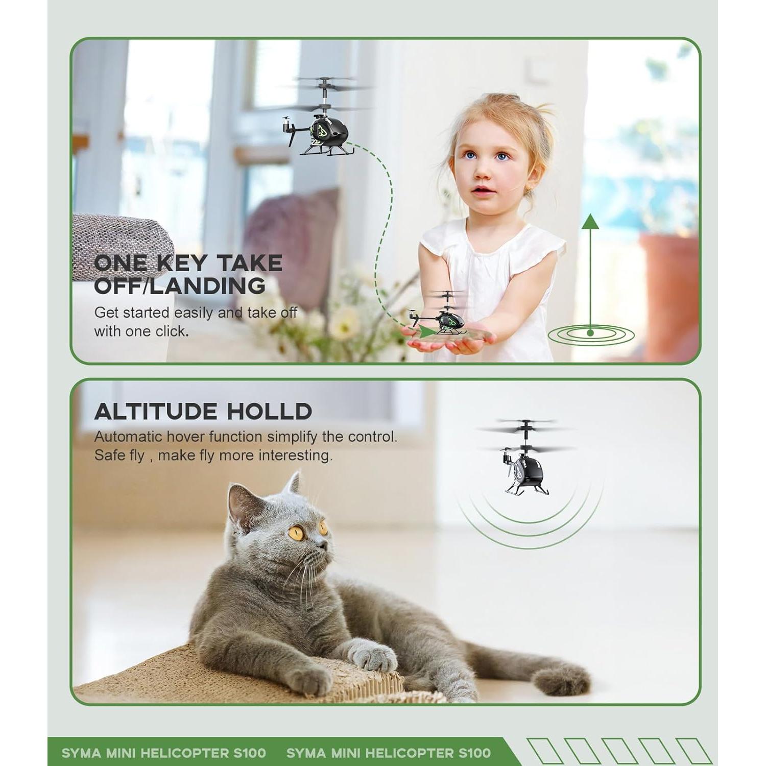 Helicóptero RC Mini SYMA S100 con Estabilizador Giroscópico