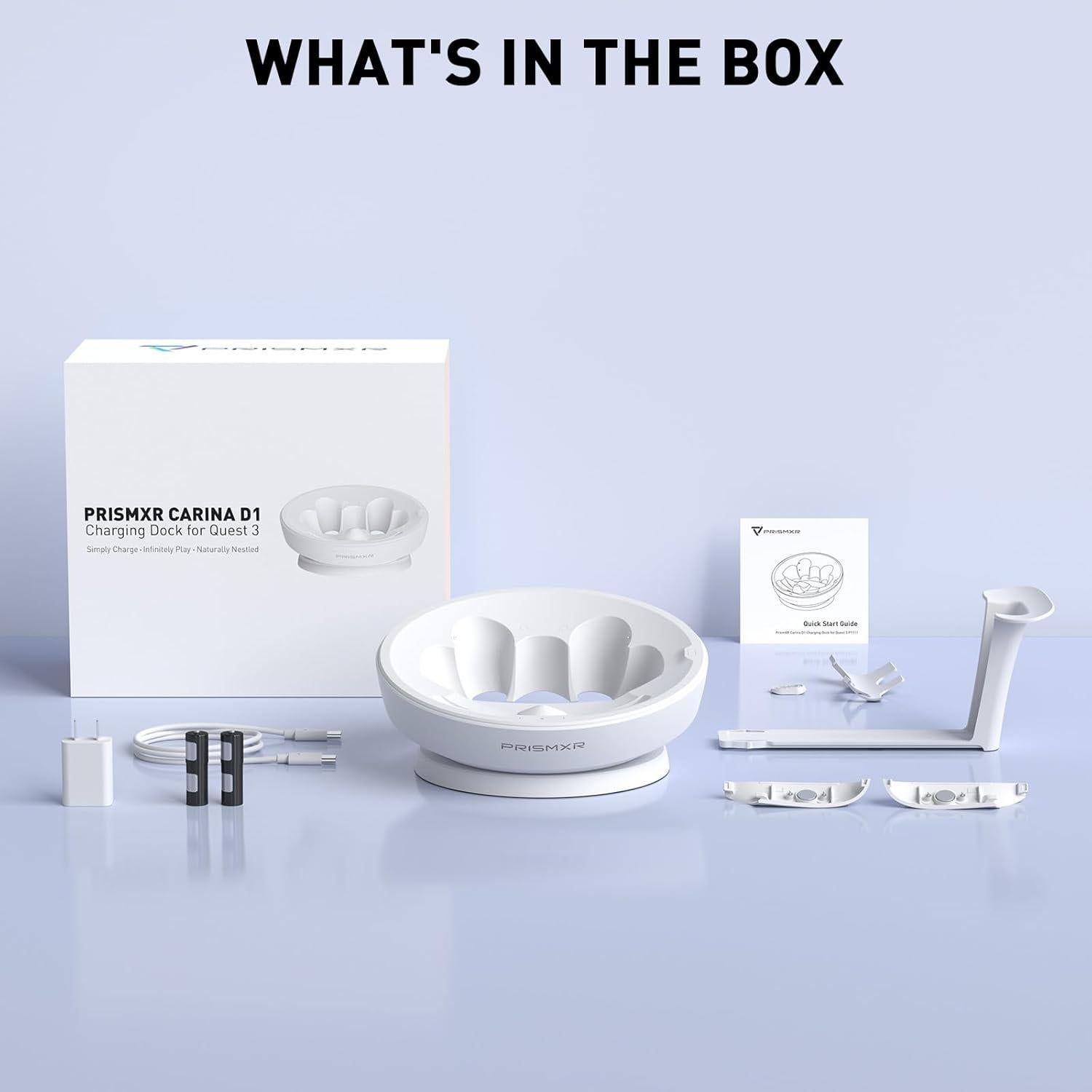 Estación de Carga PRISMXR Carina D1 para Quest 3 con 2 Baterías