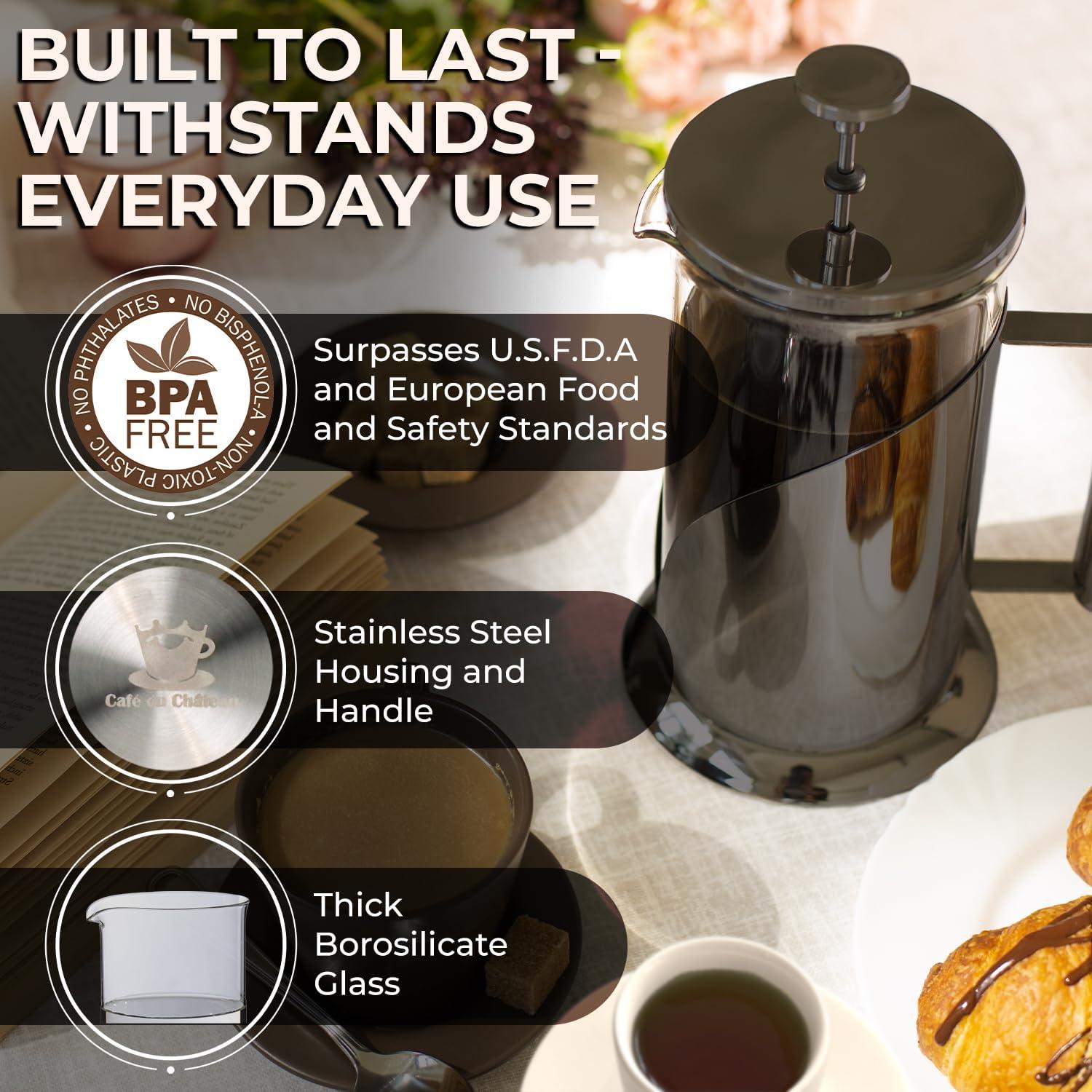 Cafetera Prensa Francesa Cafe Du Chateau 1000ml Acero Inoxidable