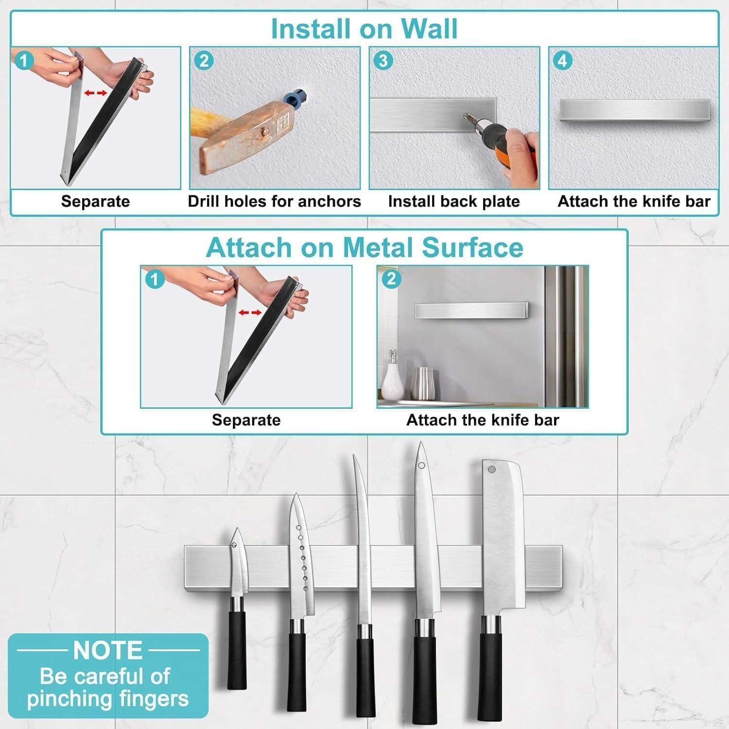 Soporte Magnético para Cuchillos HEREOF 25.4 cm Acero Inoxidable