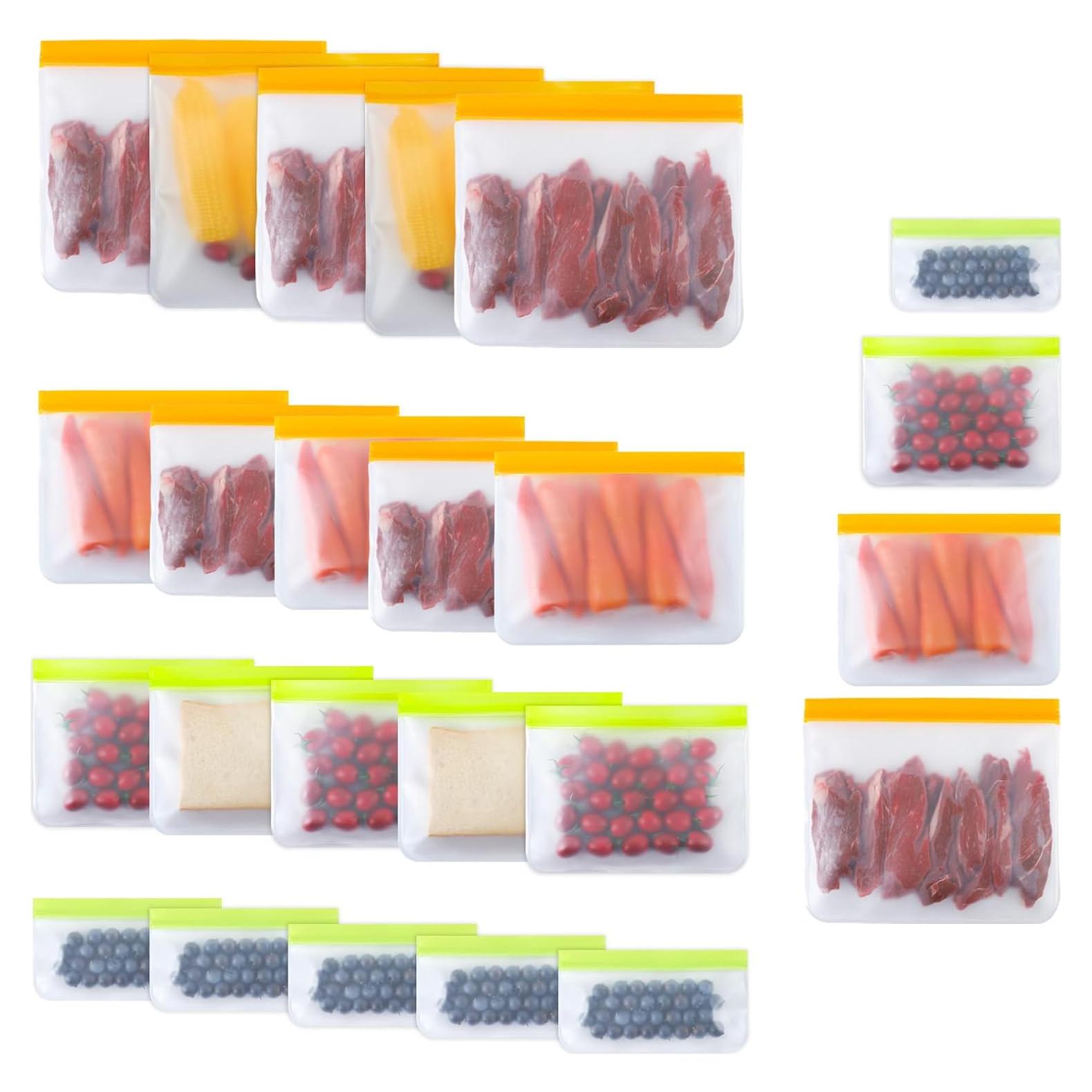 Paquete de 24 Bolsas Reutilizables Mstar Pack Silicona 4 Tamaños