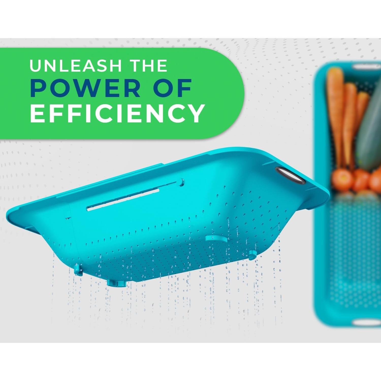 Colador Plegable Comfify Azul Pavo Real Ajustable 35.6x20.3cm