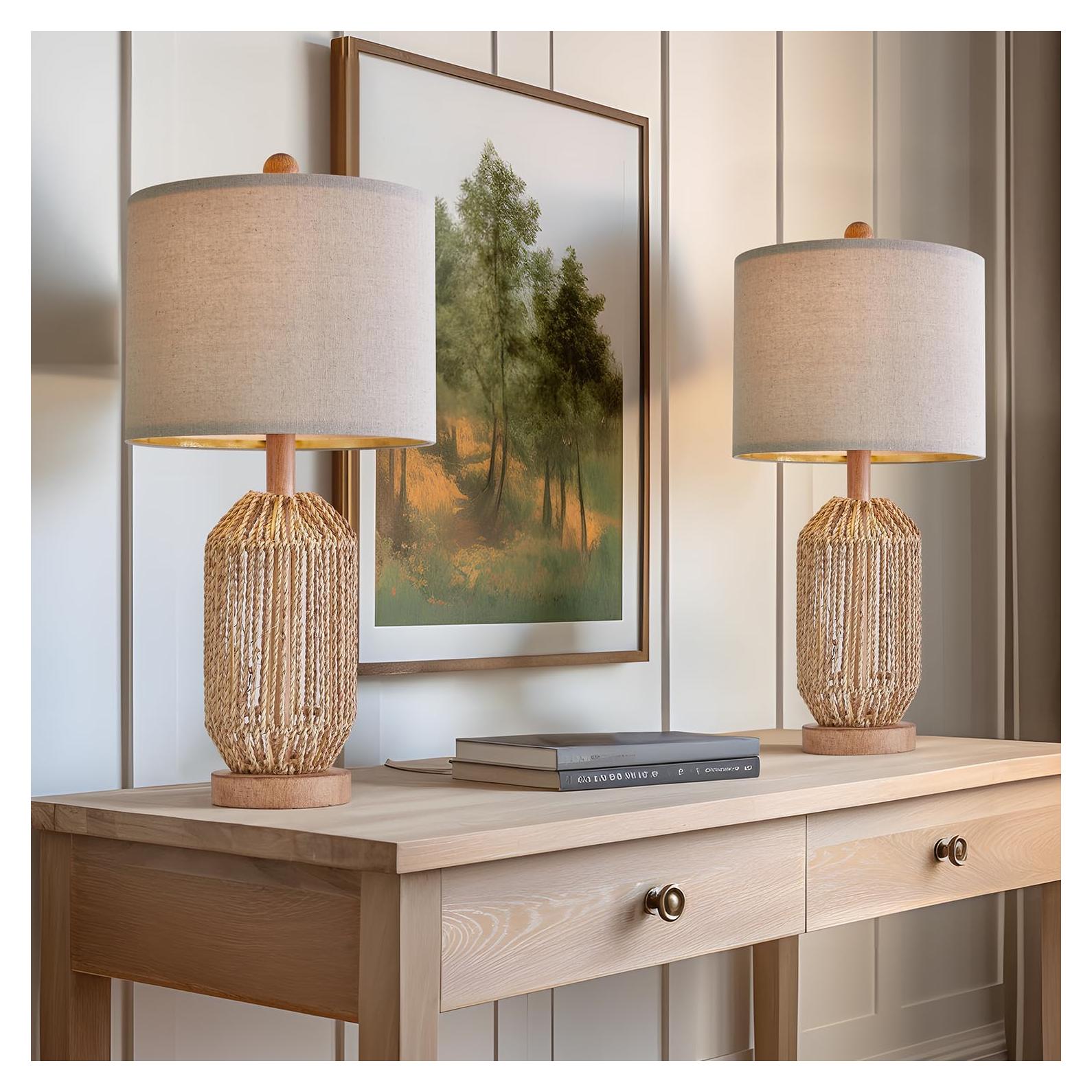 Juego de 2 Lámparas de Mesa Boho OYEARS Marrón 54.61cm