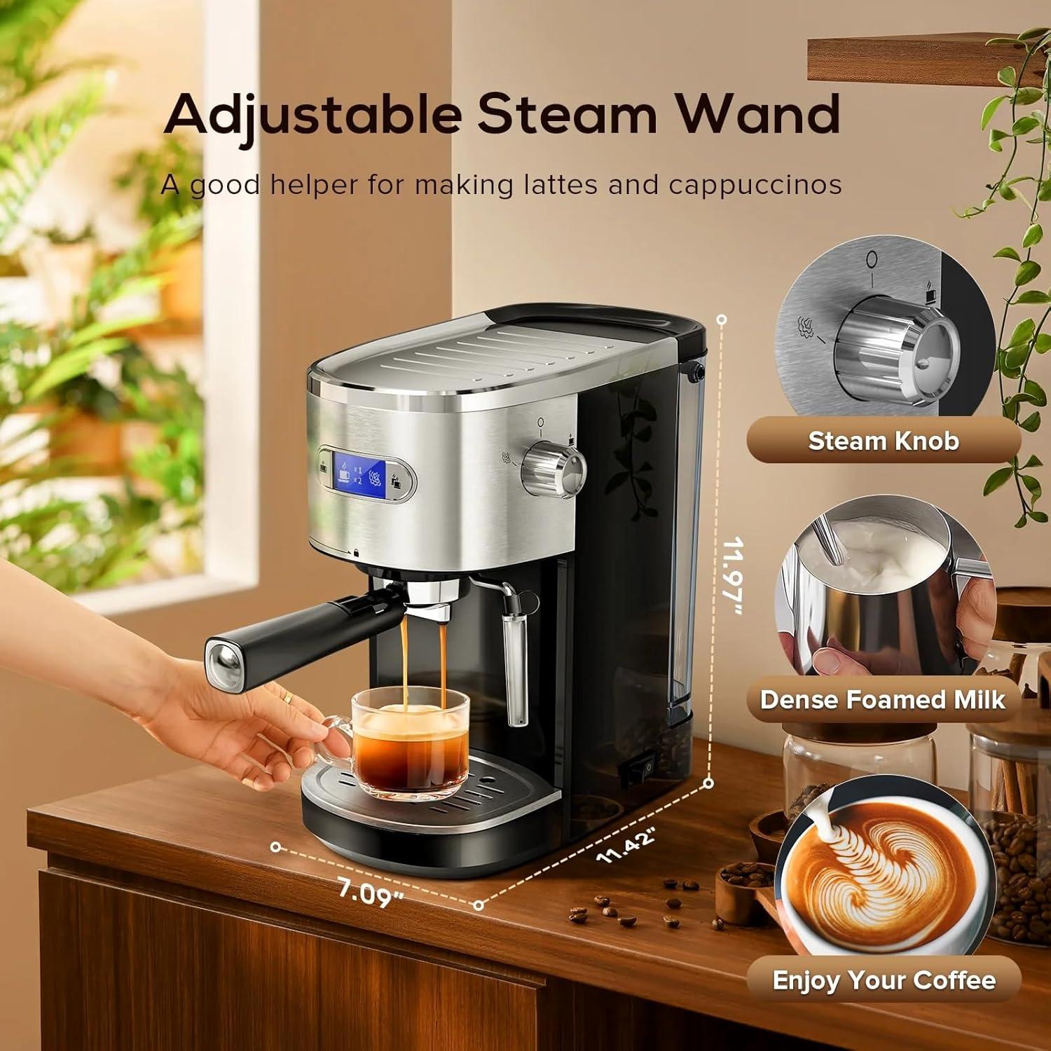 Máquina de Espresso Xbeauty 20 Bar Semi-Automática Negra