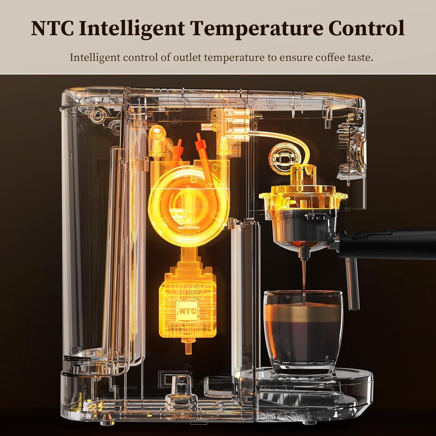 Máquina de Espresso Xbeauty 20 Bar Semi-Automática Negra