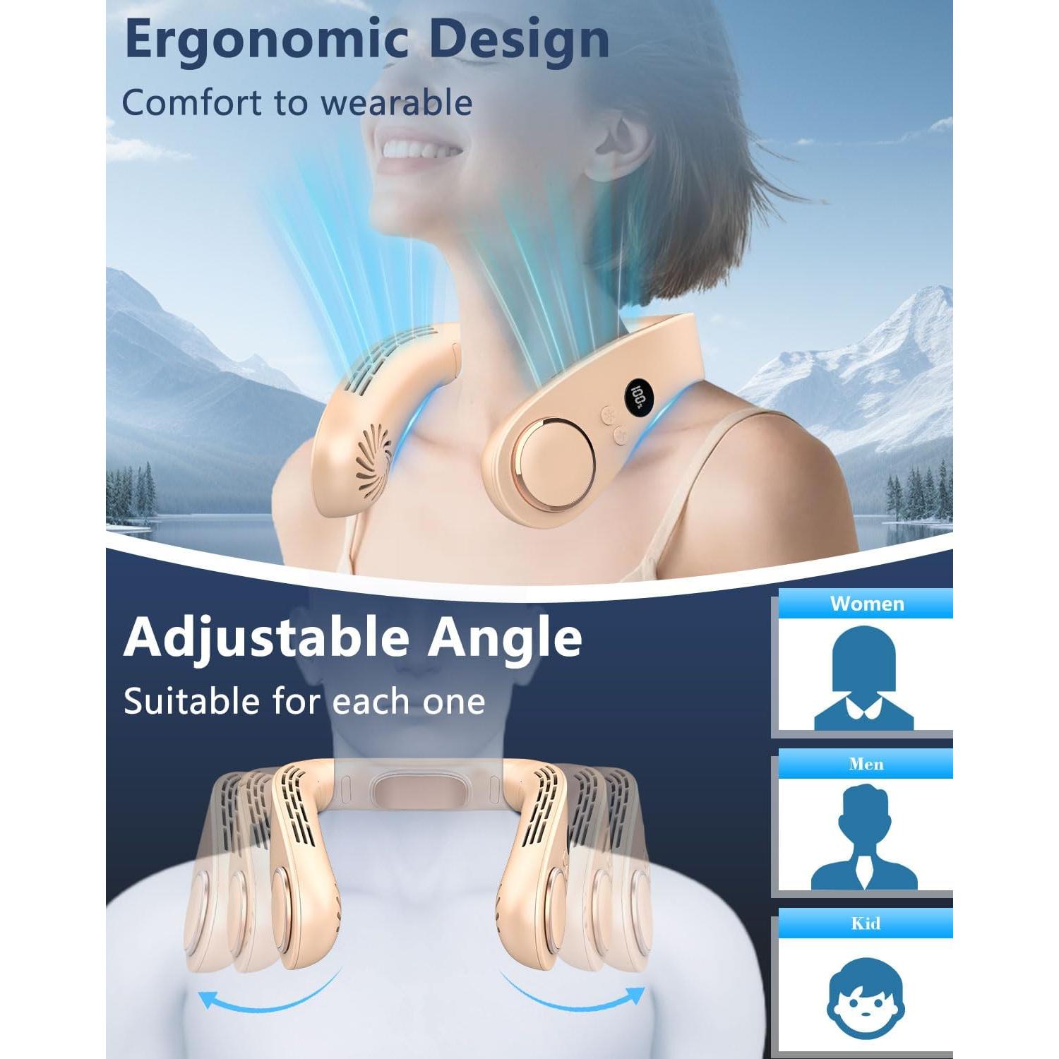 Ventilador de Cuello AJGJF con Placa de Enfriamiento 5500mAh